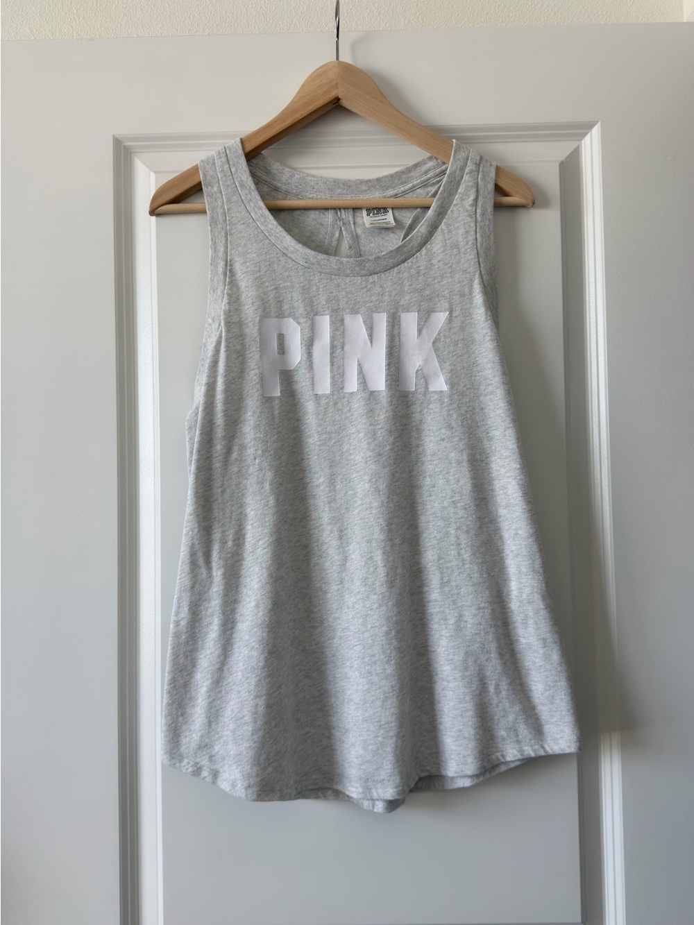 Vintage Y2K Victoria's Secret PINK Light Gray Logo Tank Top